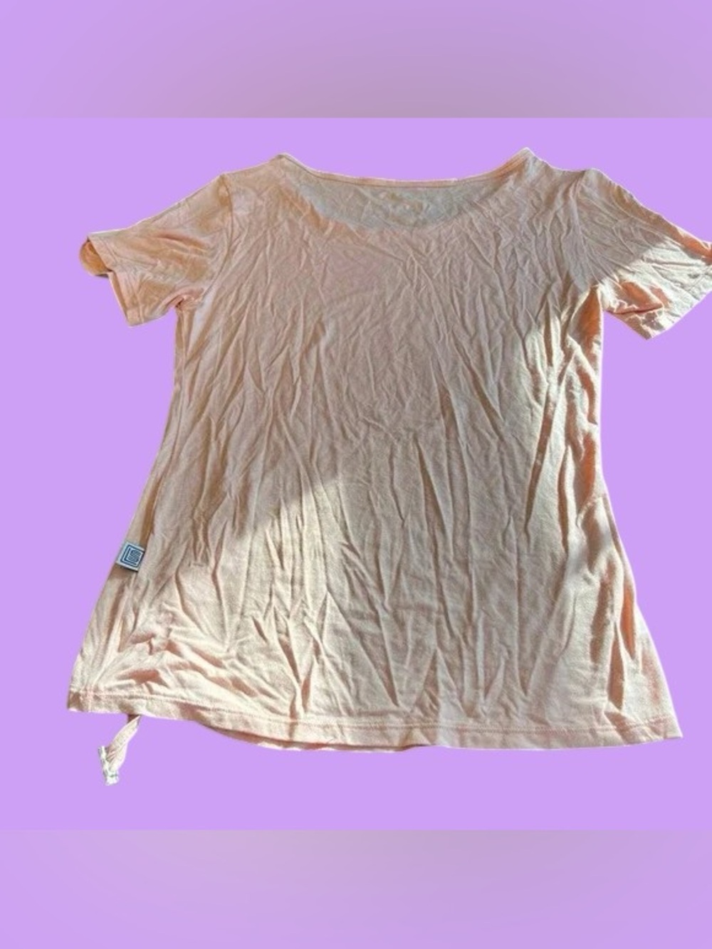 🌈Light Peach Scoop Neck Short-Sleeve Tee